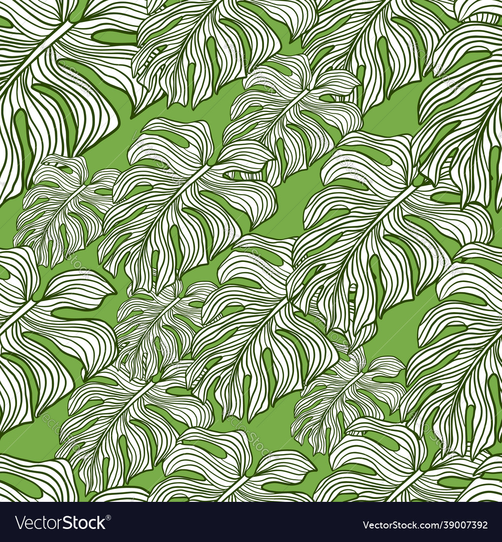 Decor hawaii seamless pattern with random outline vector image Decor hawaii seamless pattern with random outline