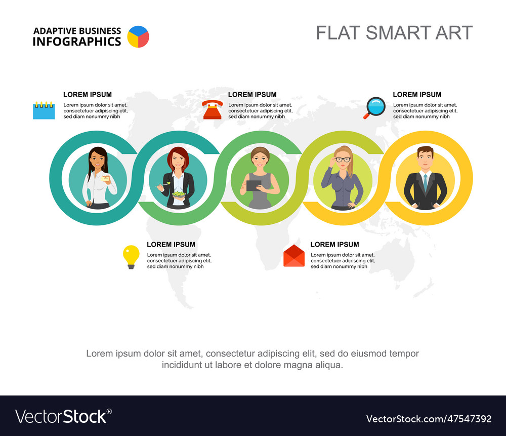 Five options project process chart template Vector Image