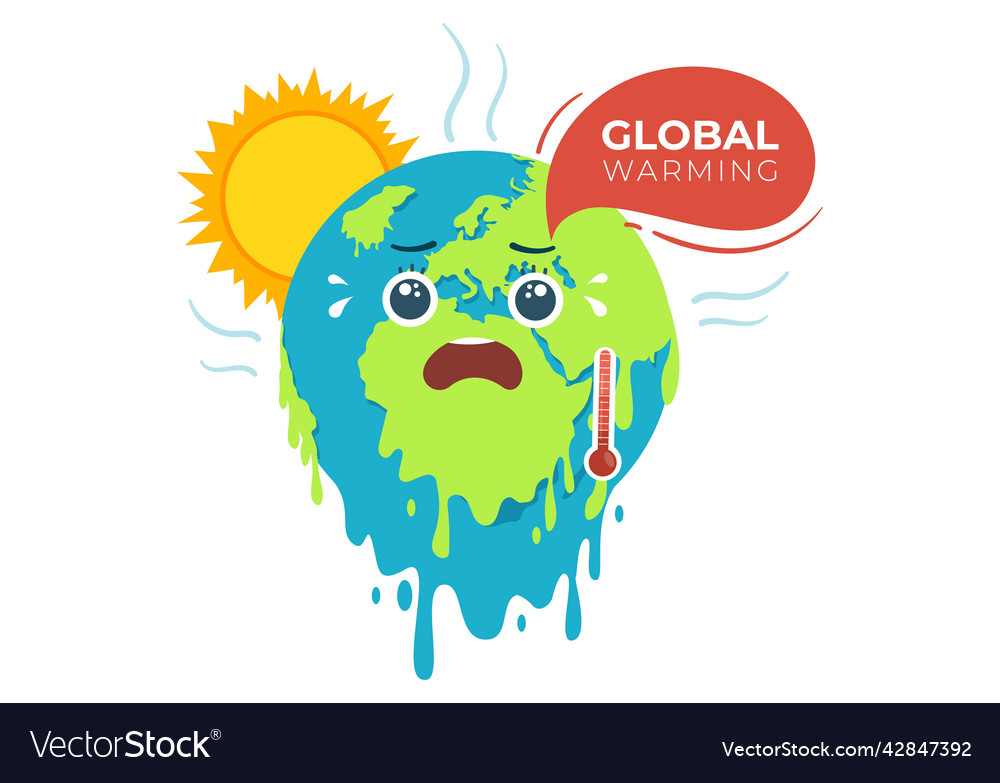 Global warming cartoon style with planet earth Vector Image