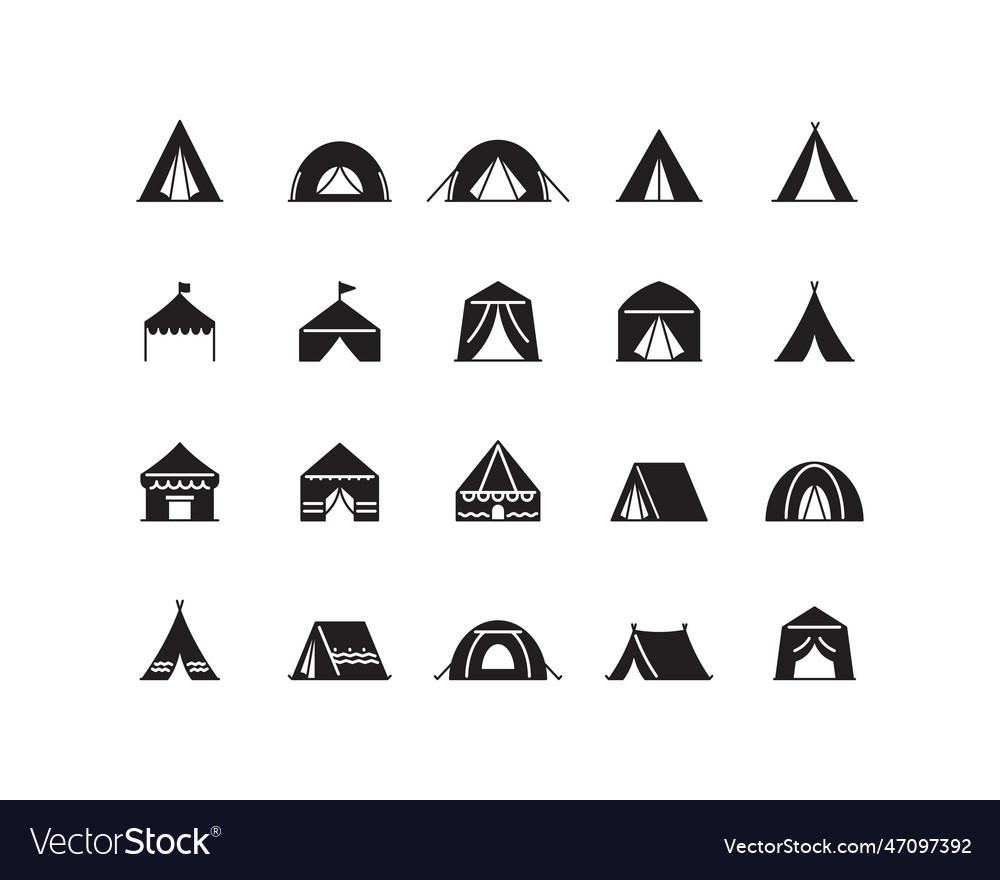 Icon set of tent Royalty Free Vector Image - VectorStock