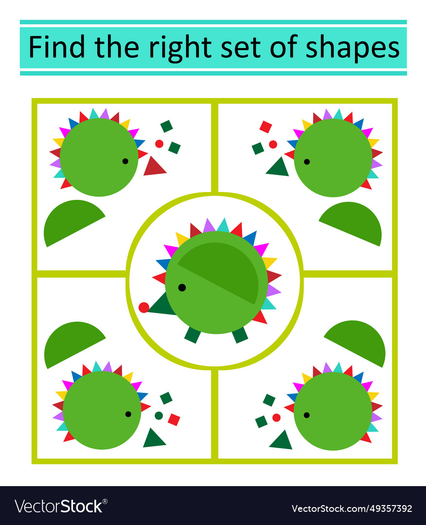 Logic puzzle for children find the correct set Vector Image