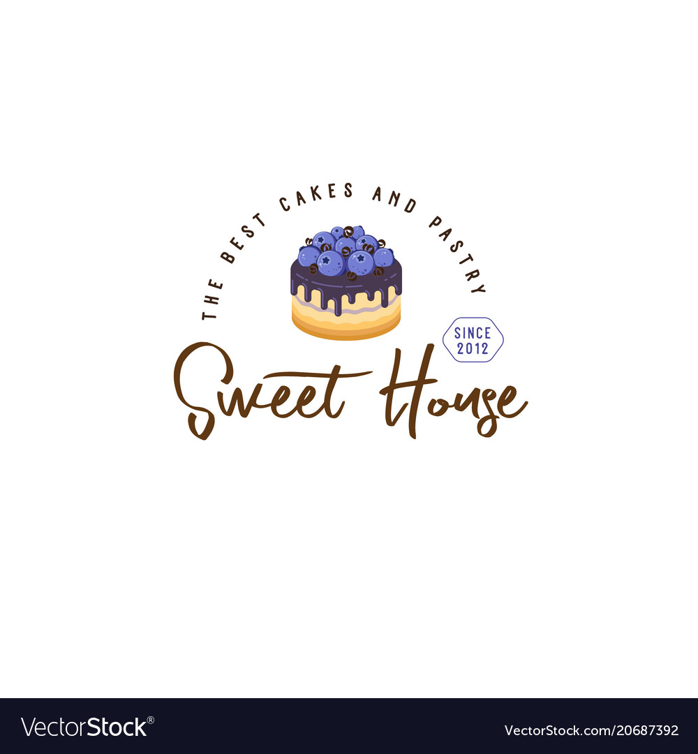 Logo Cake House Blueberry Royalty Free Vector Image