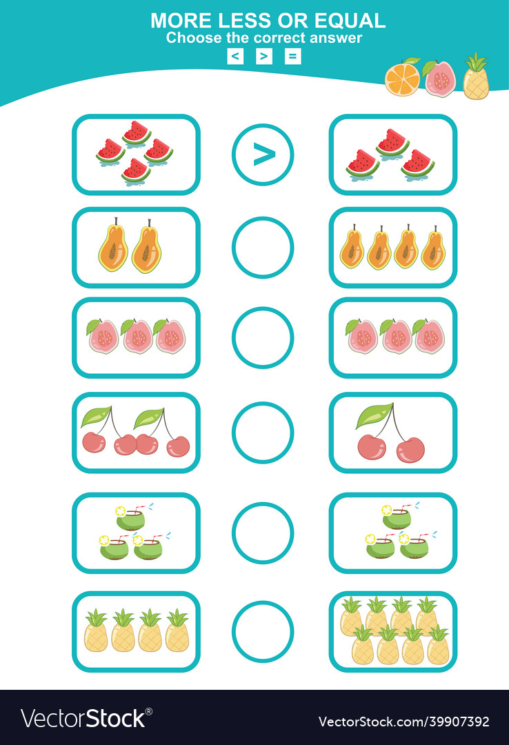 More less equal math game