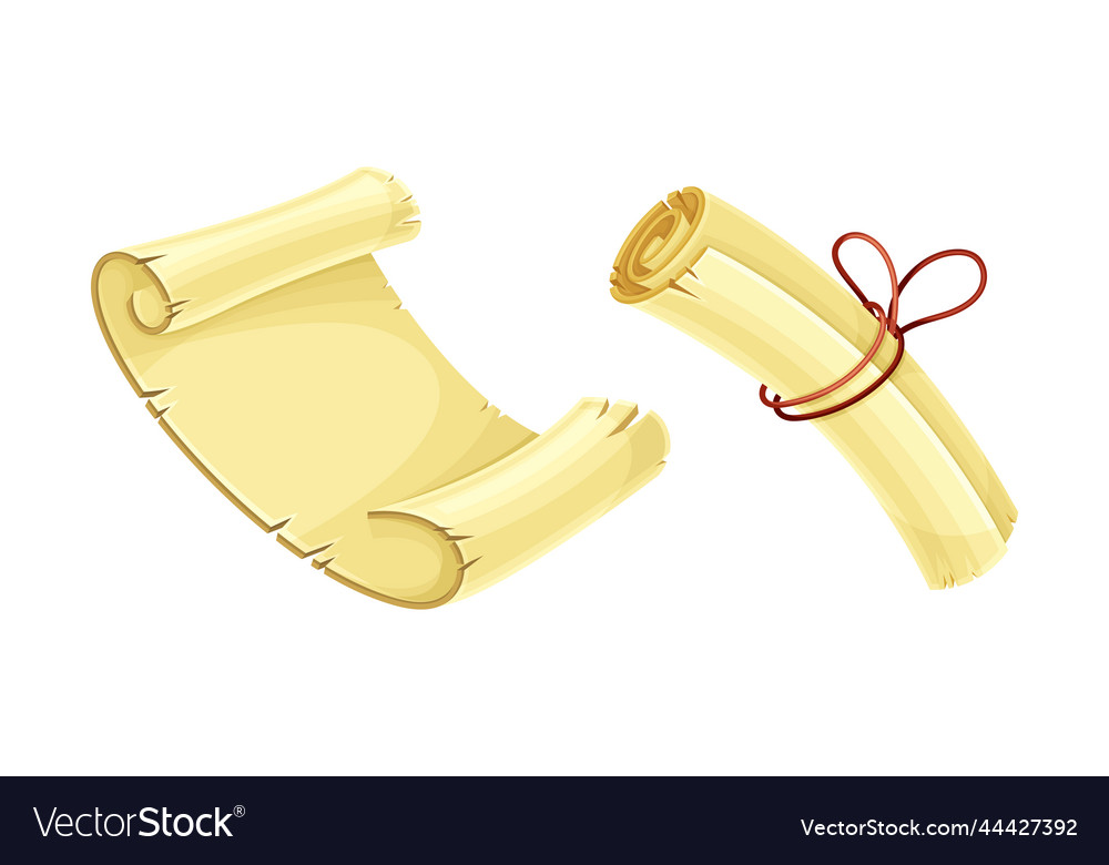 Old scroll or roll of papyrus parchment paper