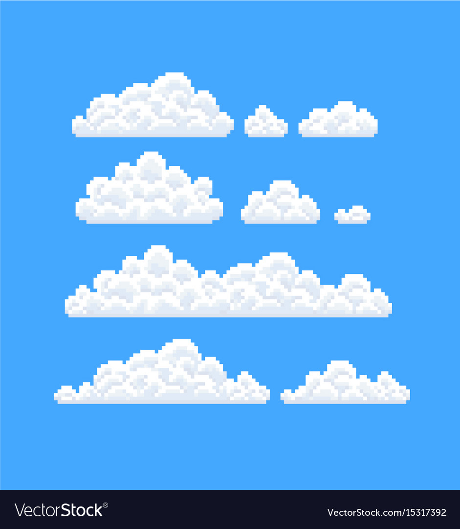 Pixel art clouds Royalty Free Vector Image - VectorStock