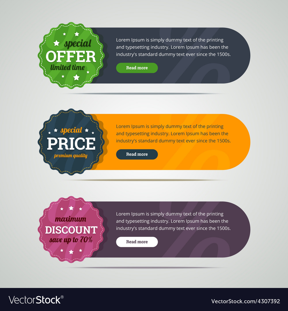 Rounded set of banners with labels Royalty Free Vector Image