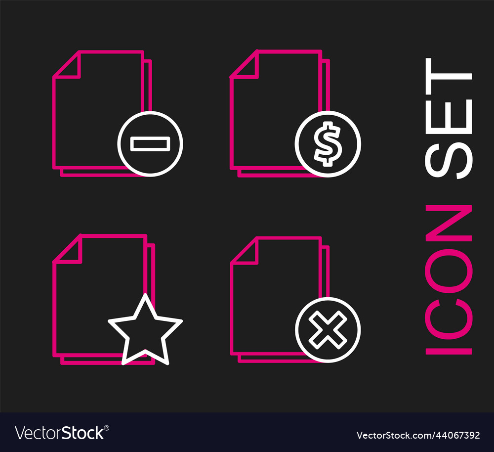 Set line delete file document with star vector image Set line delete file document with star
