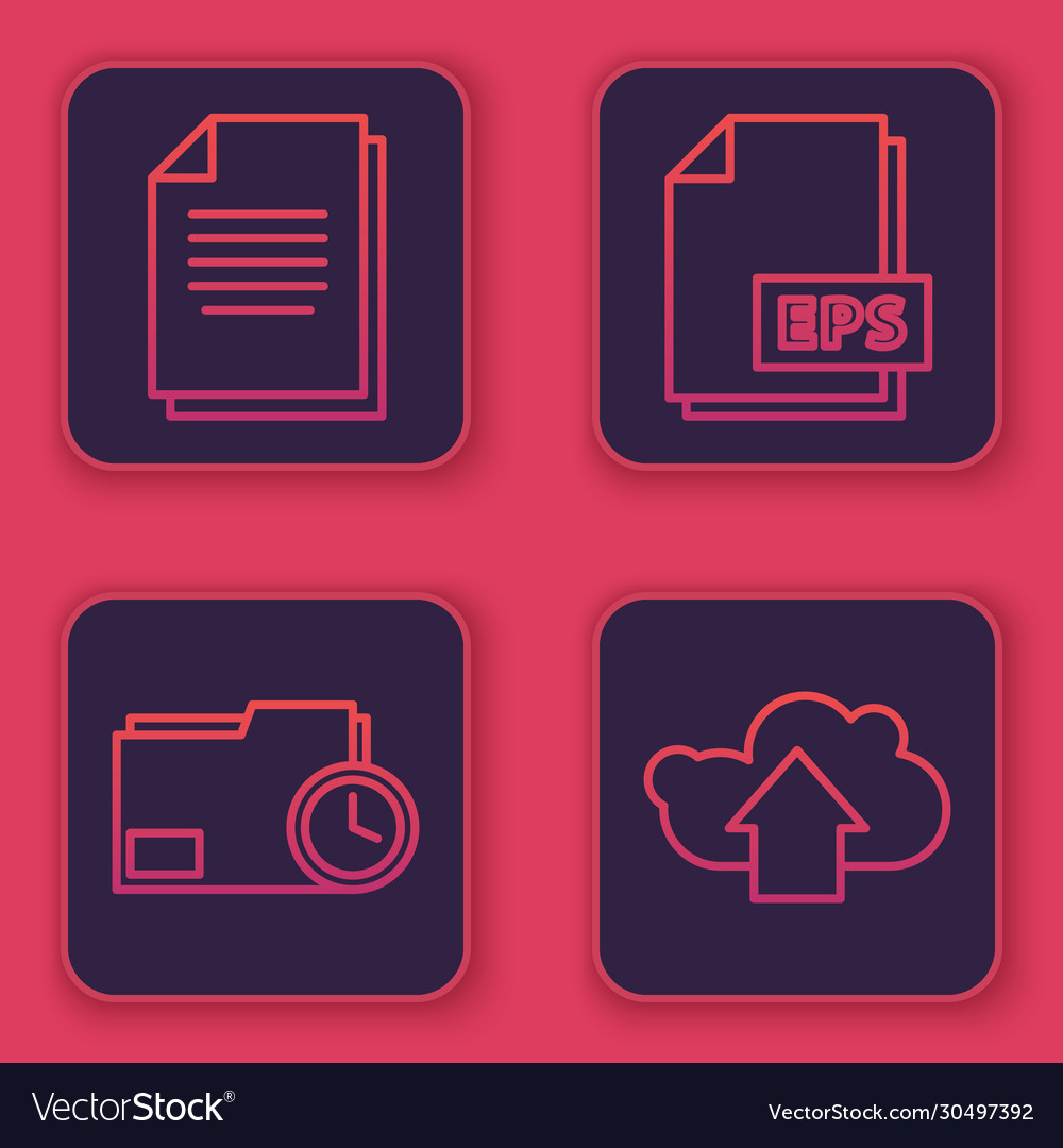 Set line document folder with clock eps vector image Set line document folder with clock eps