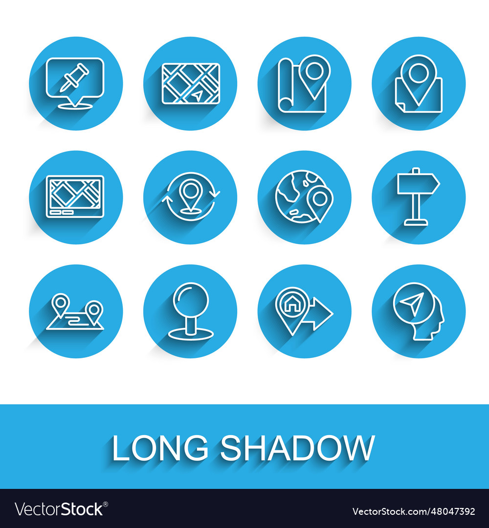 Set line route location push pin vector image Set line route location push pin