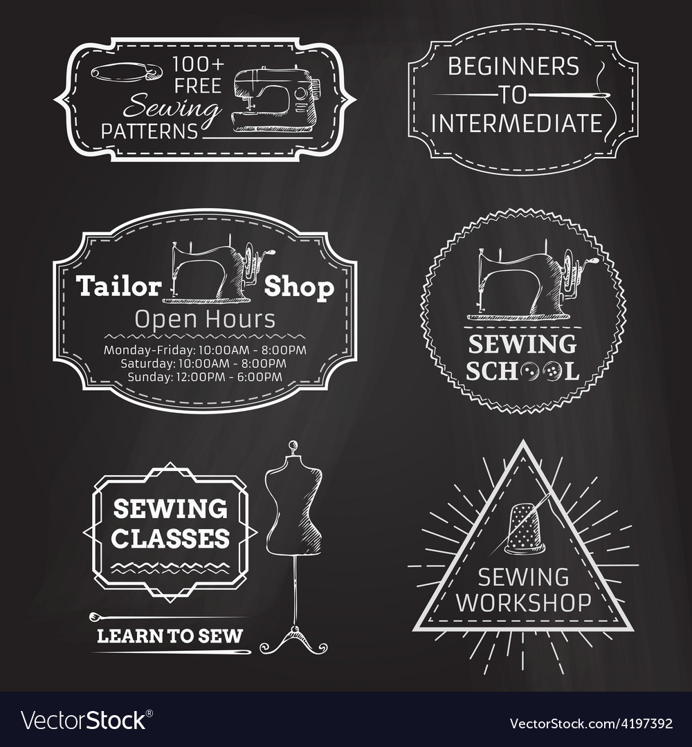set of linear chalk badges labels logo templates vector image