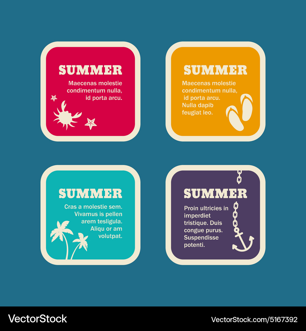 Set summer holidays frames templates Royalty Free Vector
