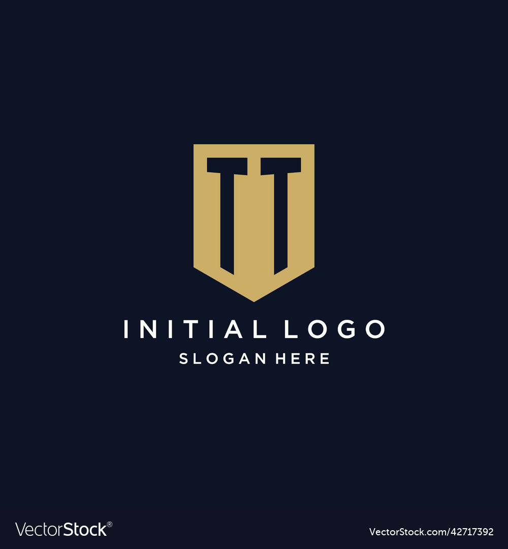 Tt monogram initials logo design with shield icon