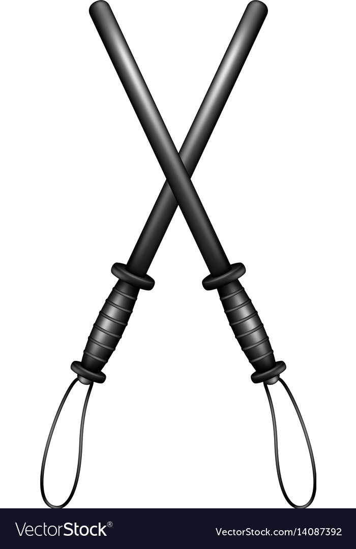 Two crossed police batons in black design