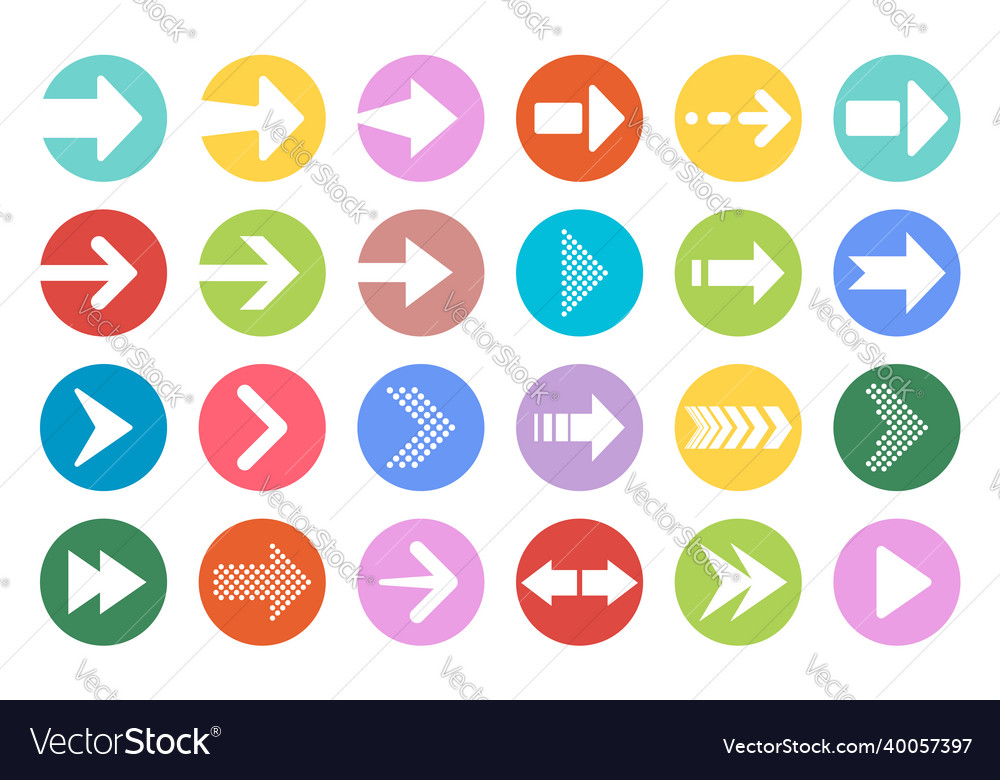 Arrow button icon set icons on circle vector image Arrow button icon set icons on circle
