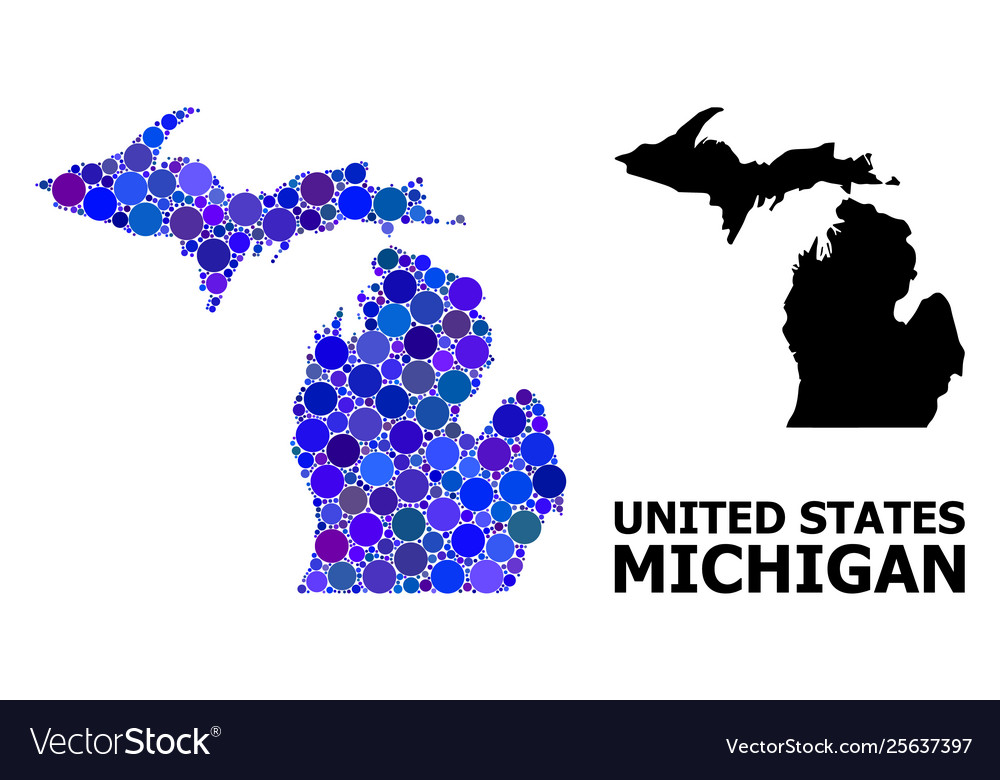 Blauer Kreis Mosaikkarte Michigan Staat