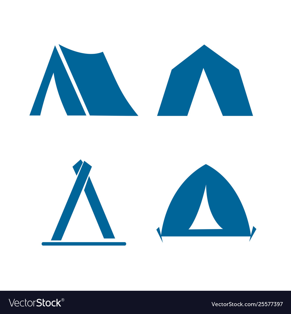 Camping dome or tent icon set simple