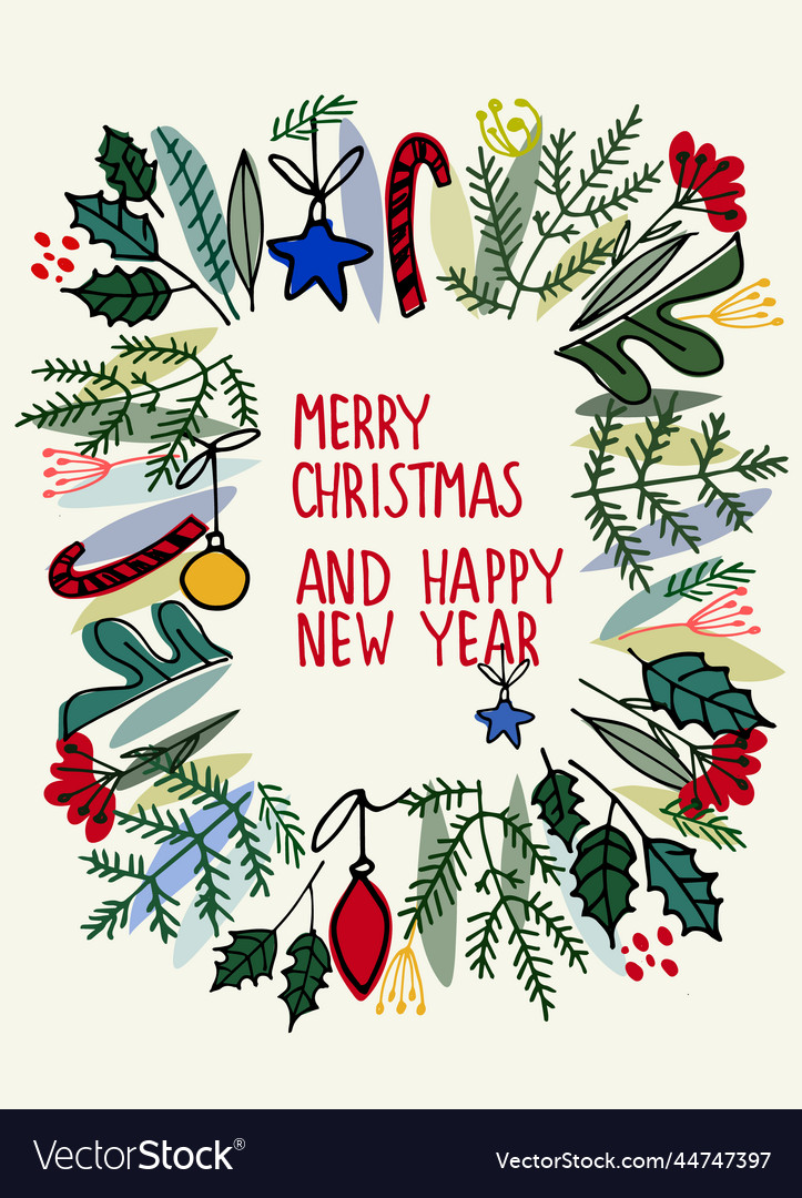Frame with fir tree branches and hand lettered