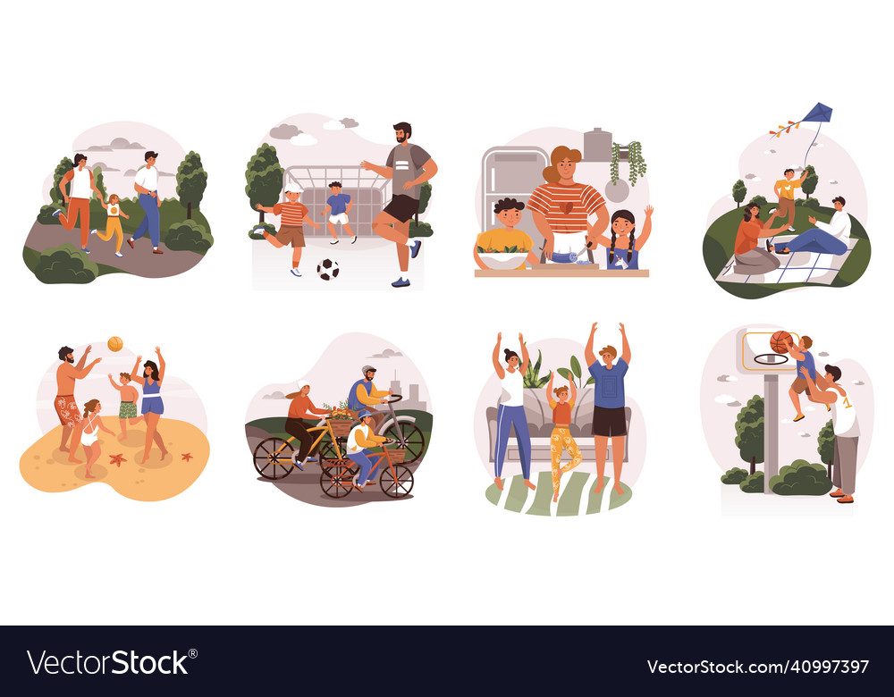 Healthy families web concept in flat design Vector Image