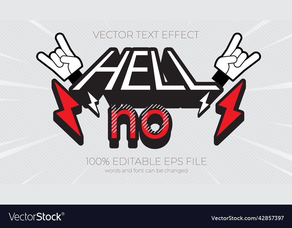 Hell no editable text effect style eps Vector Image Hell no editable text effect style eps