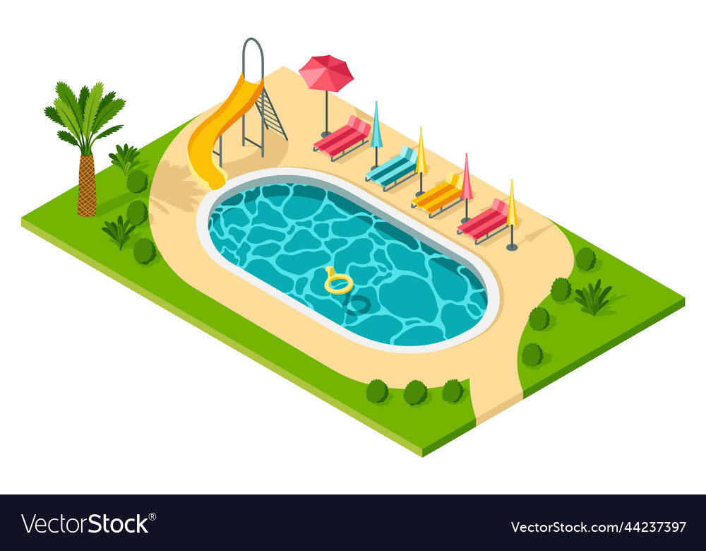 Isometric outdoor water pool creative swimming Vector Image