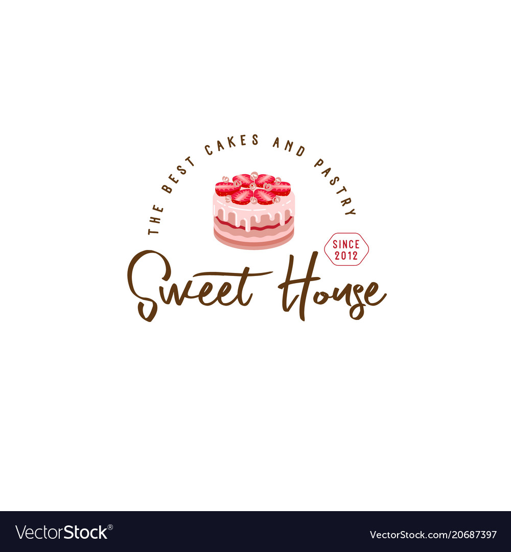 Logo Cake House Strawberry Royalty Free Vector Image