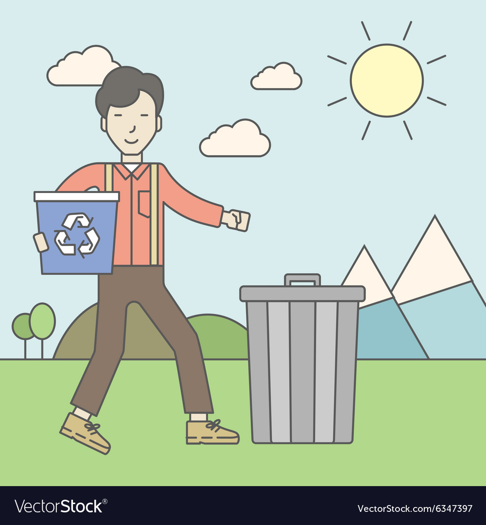 Man with recycle bins Royalty Free Vector Image