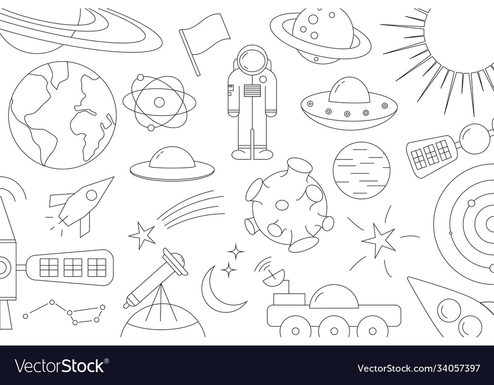 Modern pattern planet star comet vector image Modern pattern planet star comet