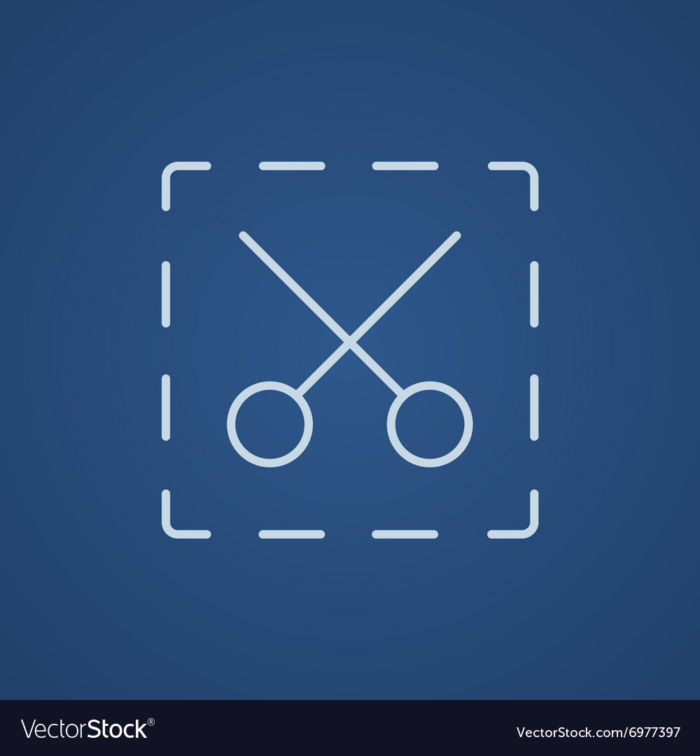 Scissors with dotted lines line icon