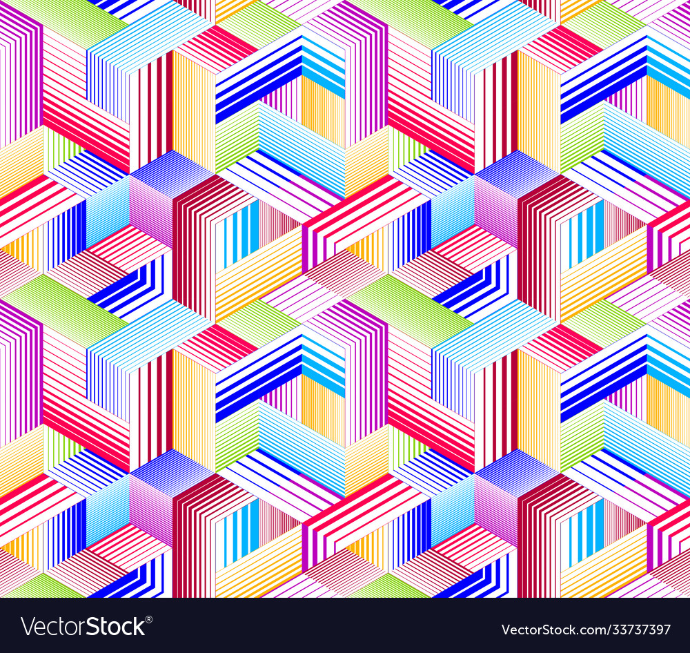Seamless cubes background lined boxes repeating vector image Seamless cubes background lined boxes repeating