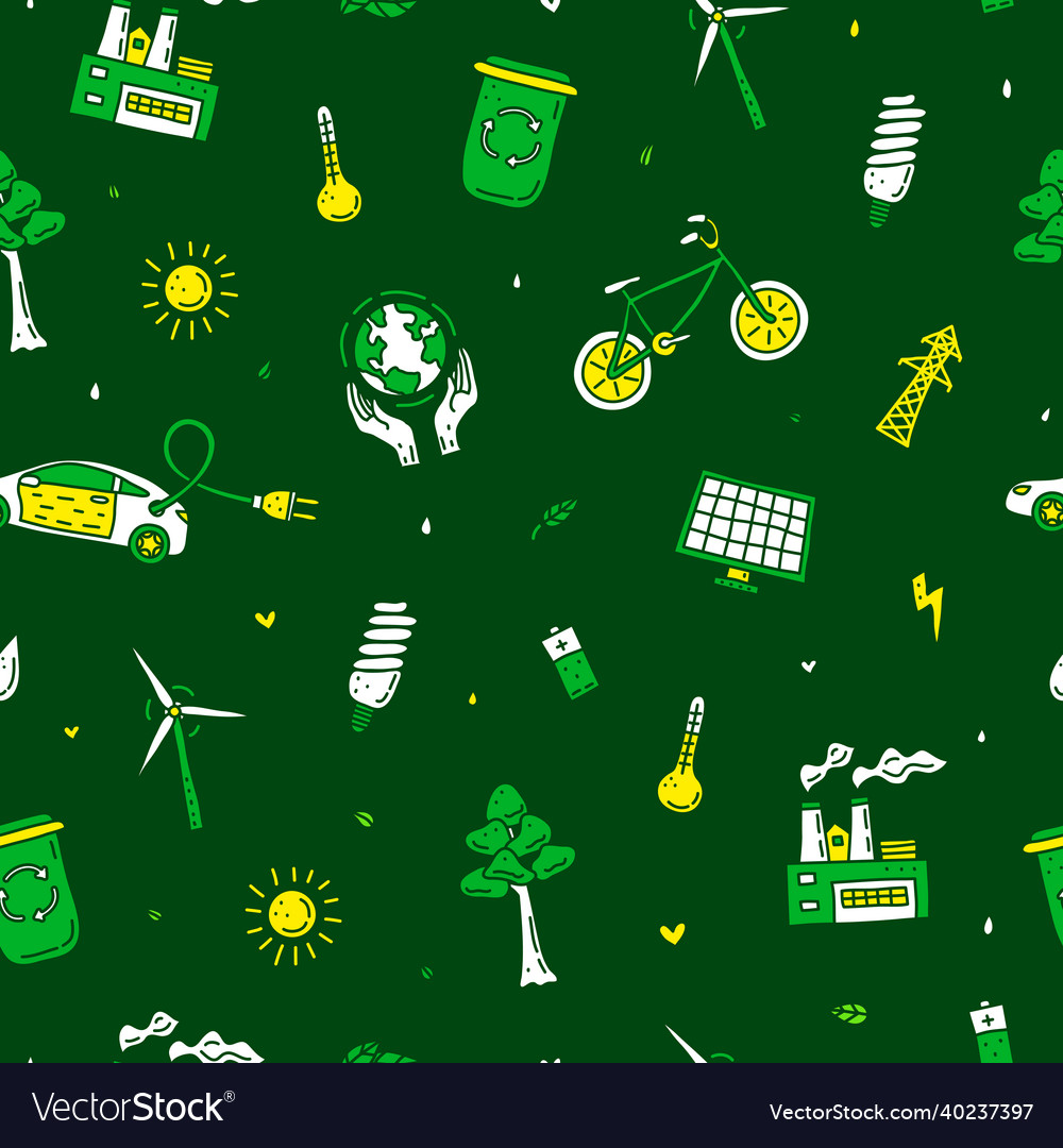 Seamless pattern with ecology and environment vector image Seamless pattern with ecology and environment