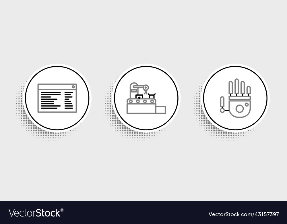 Set line mechanical robot hand software web vector image Set line mechanical robot hand software web