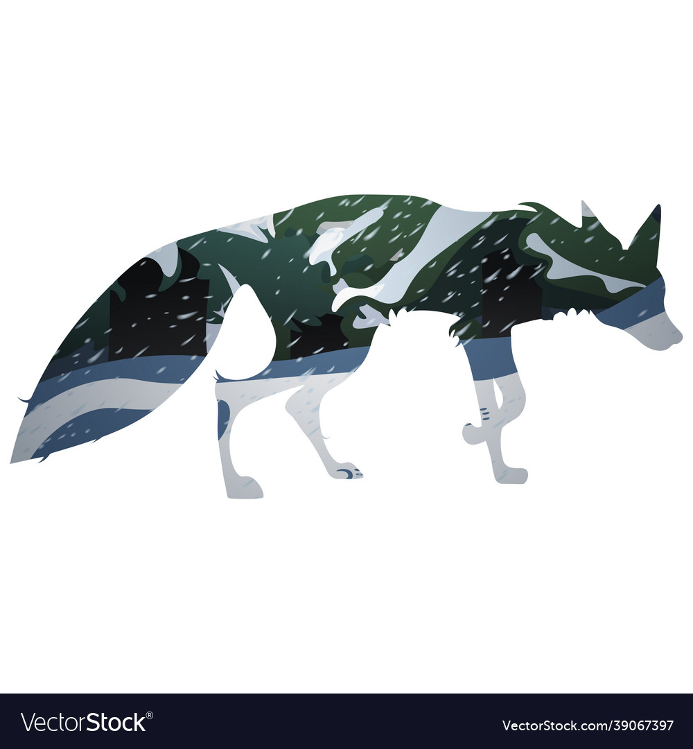 Shape of a fox with pattern winter Vector Image Shape of a fox with pattern winter
