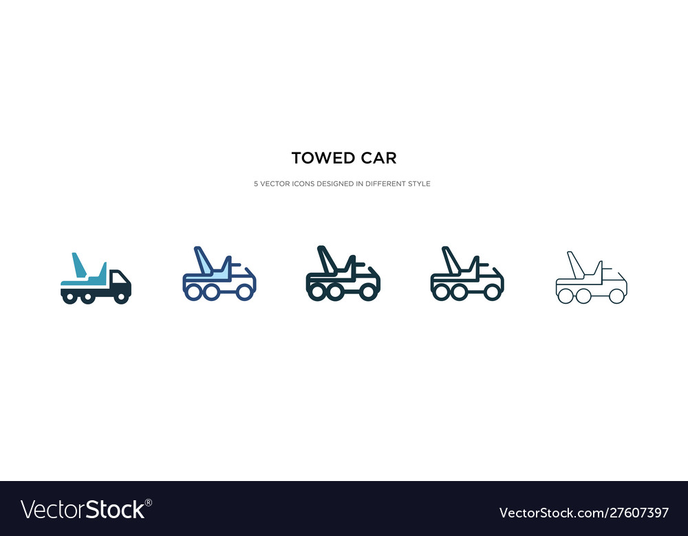 Towed car icon in different style two colored