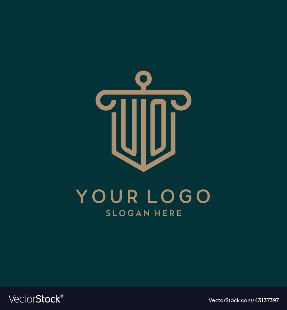 Uo monogram initial logo design with shield Vector Image Uo monogram initial logo design with shield