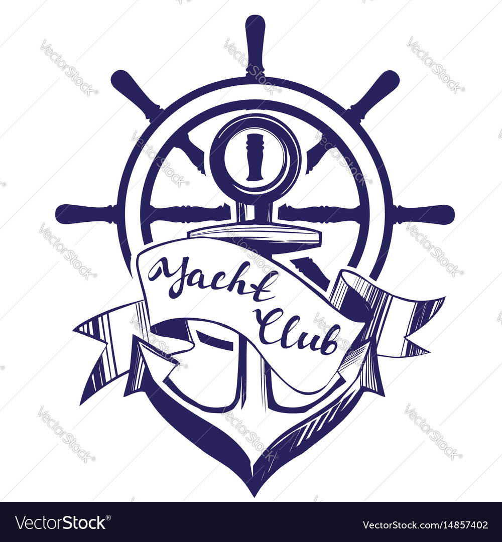 Anchor and wheel emblem sign symbol Royalty Free Vector