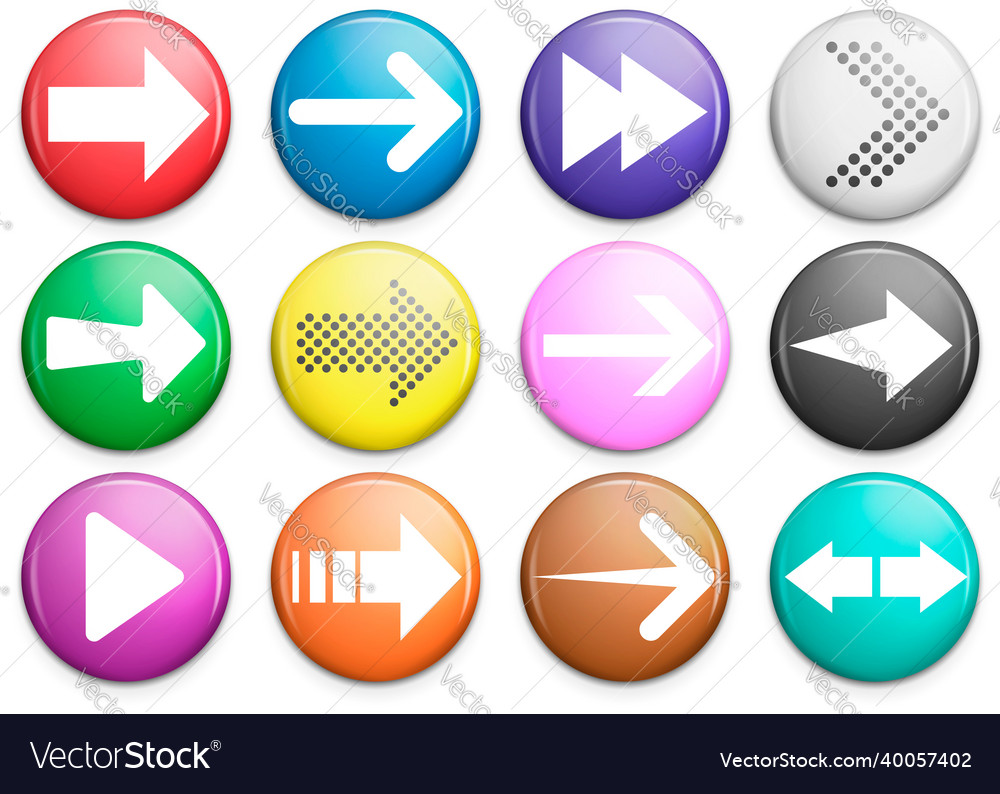 Arrow button icon set icons on circle