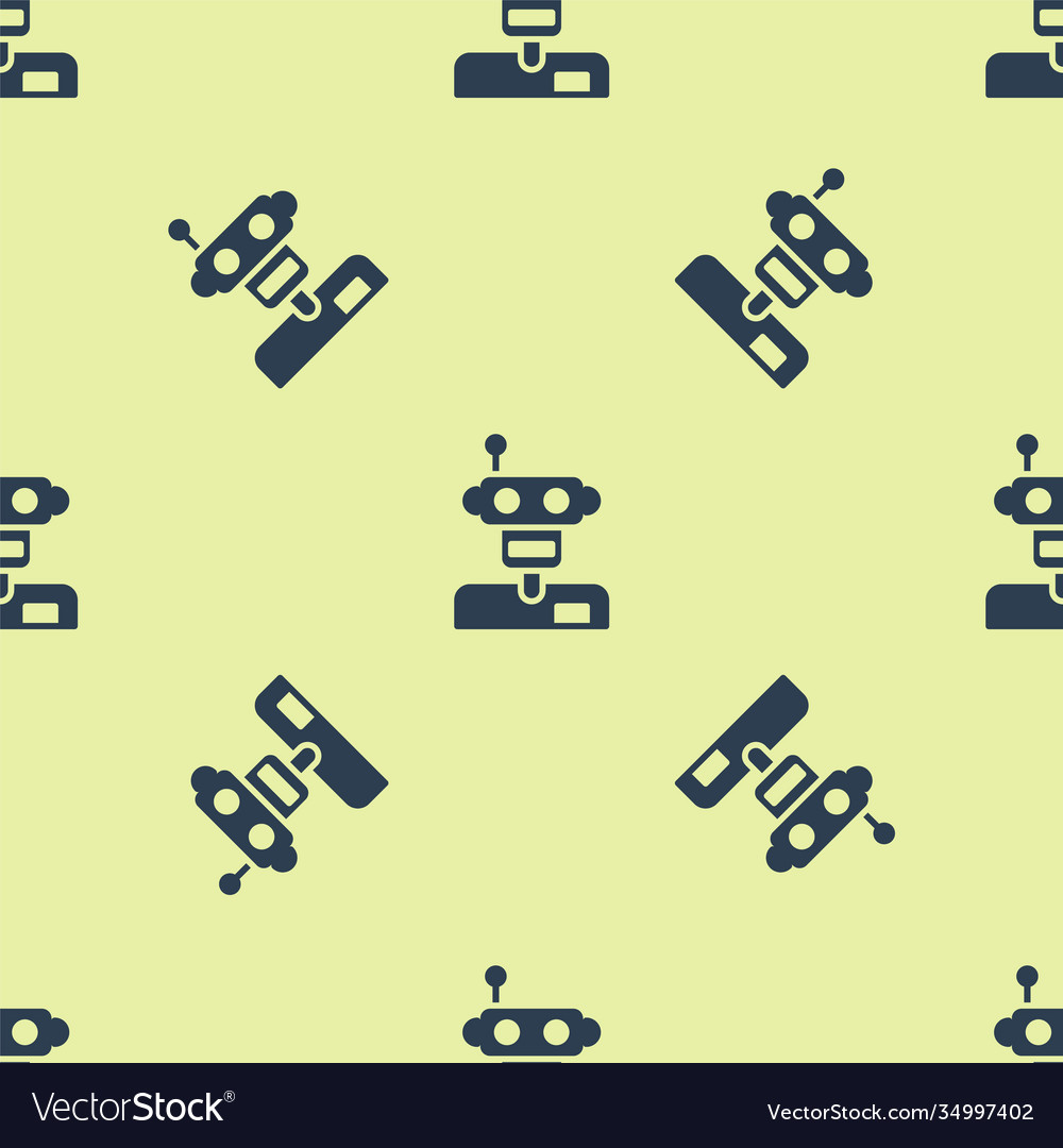 Blue robot icon isolated seamless pattern vector image Blue robot icon isolated seamless pattern