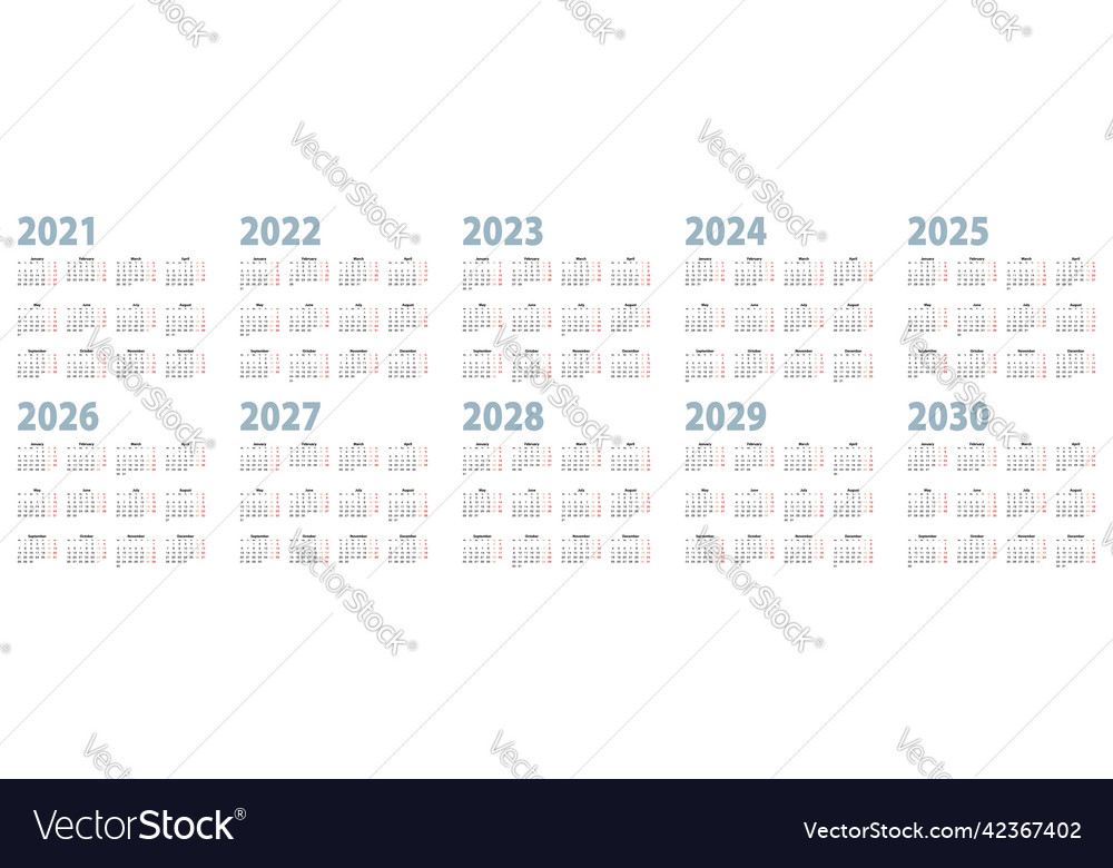 Calendar set in basic design for 2021 2022 2023