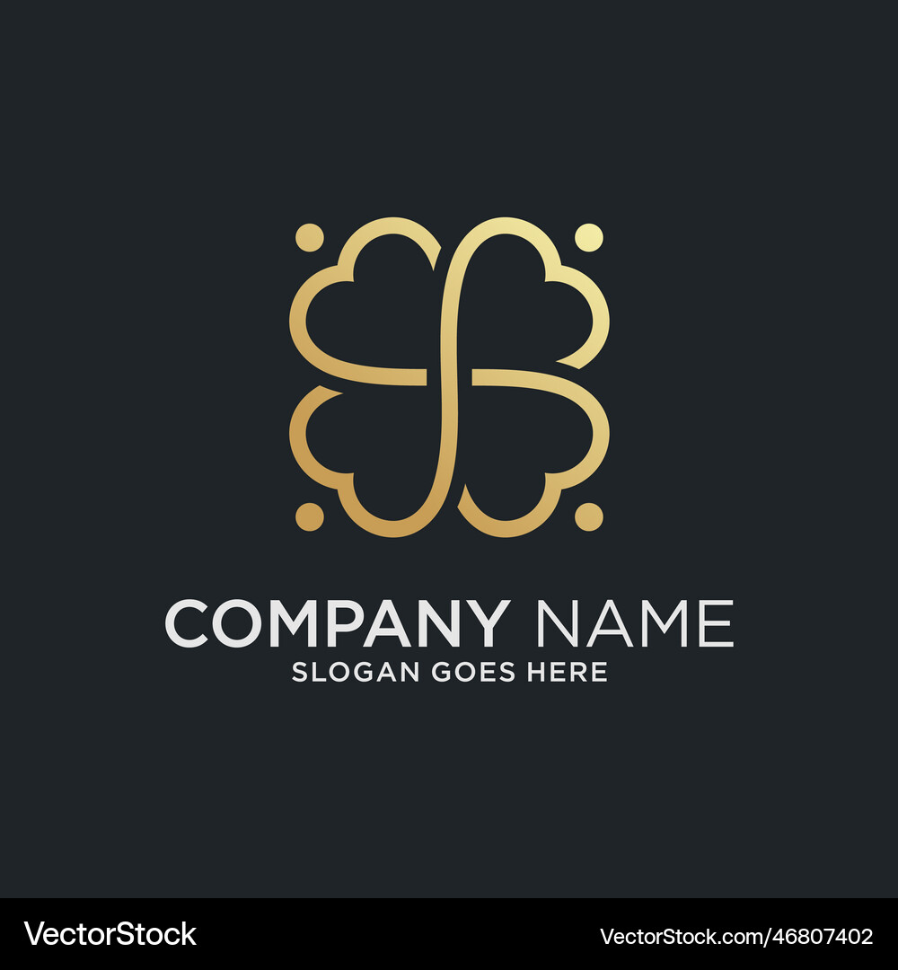 Clover leaf single line logo Royalty Free Vector Image