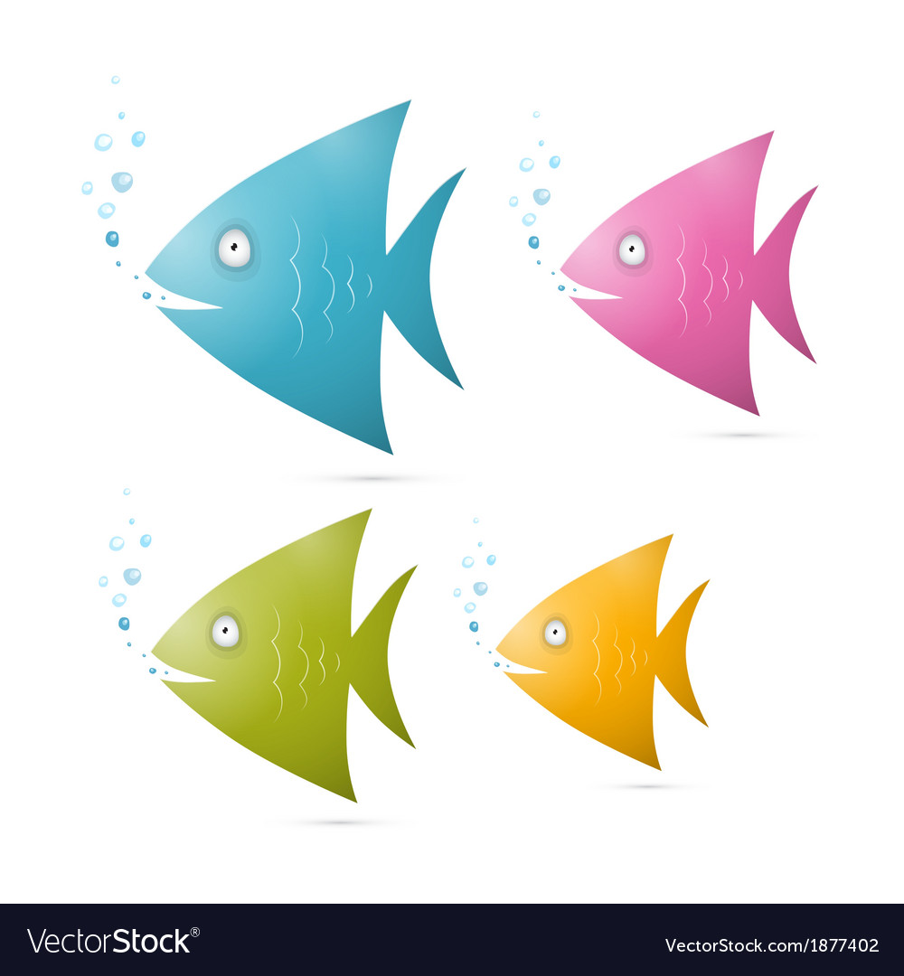 Colorful fish set isolated on white background