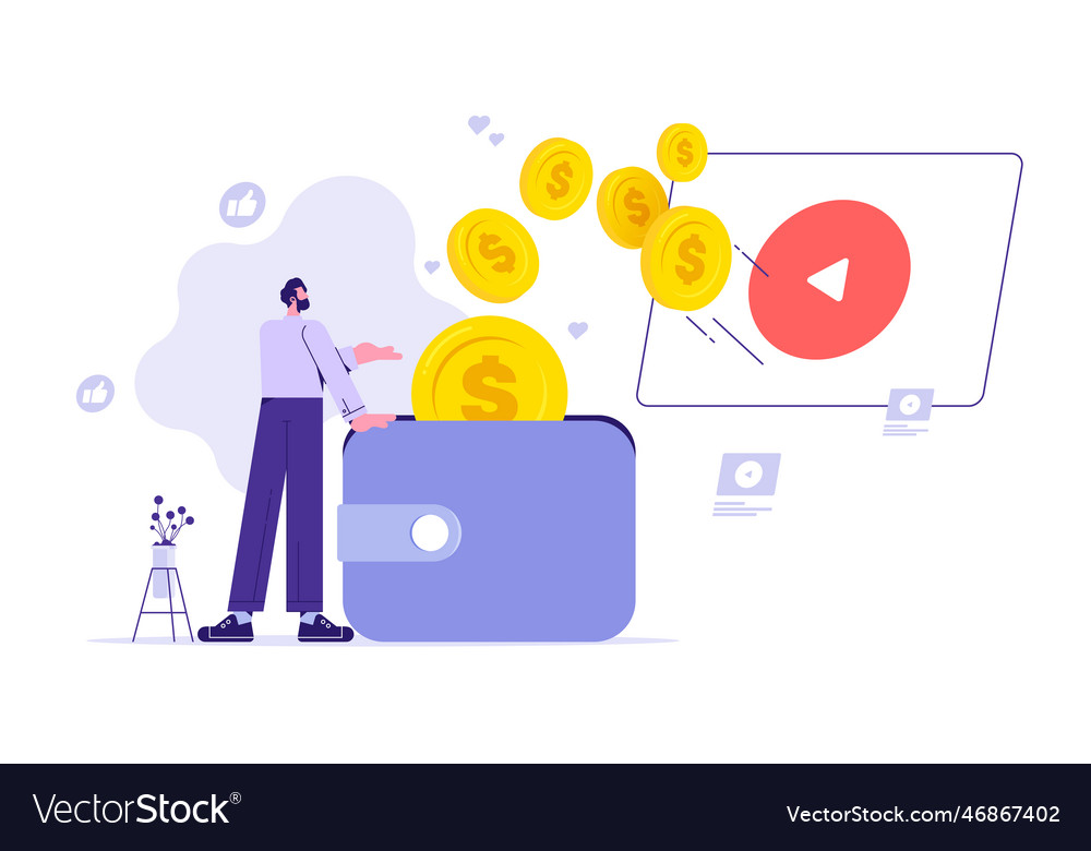 Earn money on video content concept Royalty Free Vector