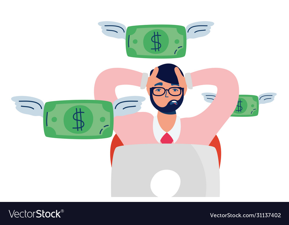 Elegant business man stressed using computer