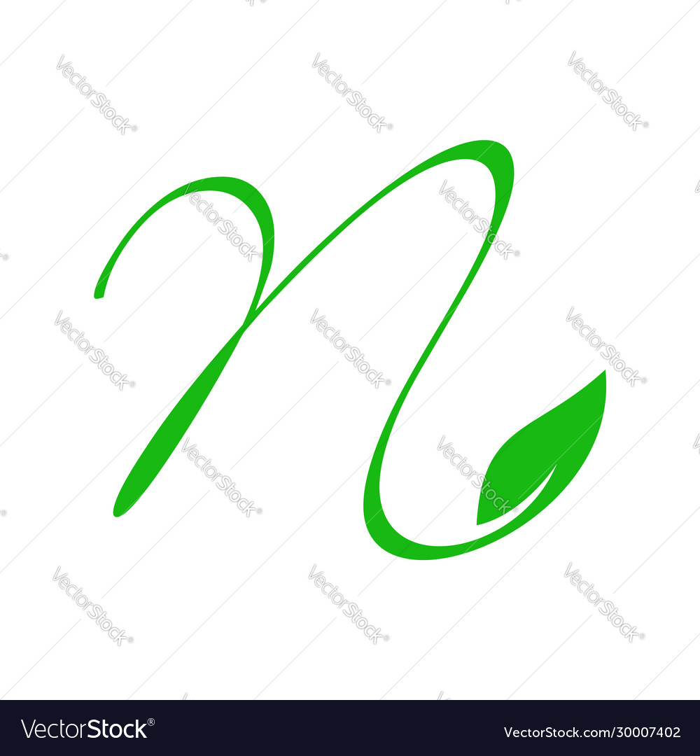 Elegant Initial N with Leaf