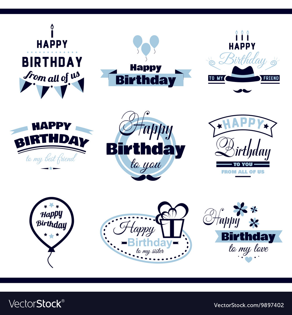 Happy birthday monochrome labels