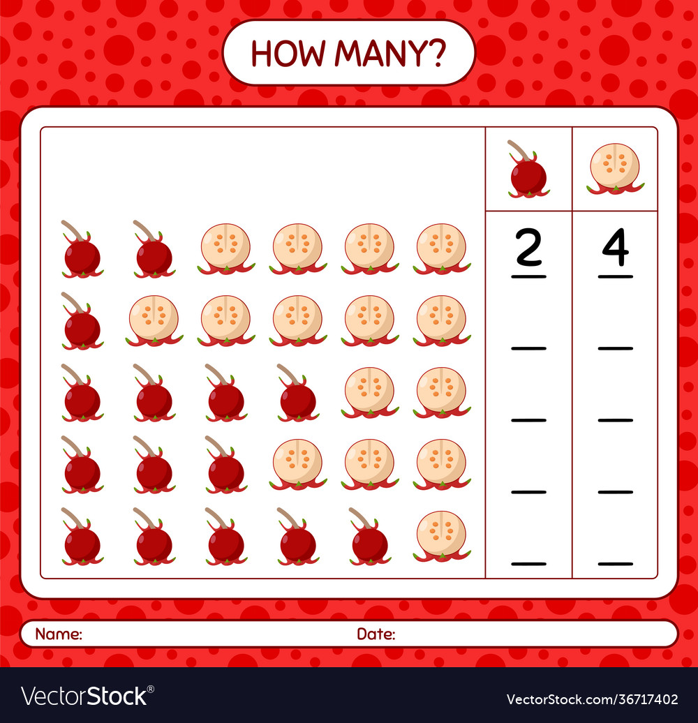 How many counting game with ugni worksheet vector image How many counting game with ugni worksheet
