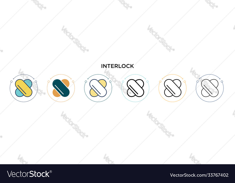 Interlock icon in filled thin line outline