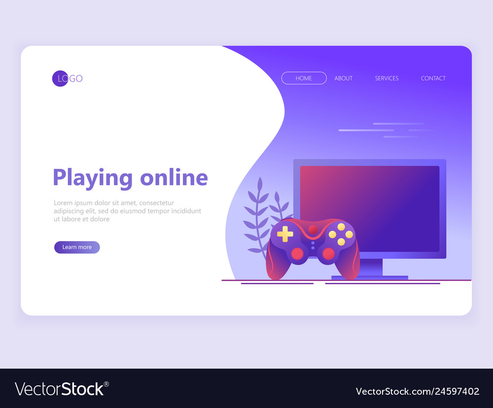 Game landing page home and online playing concept Vector Image