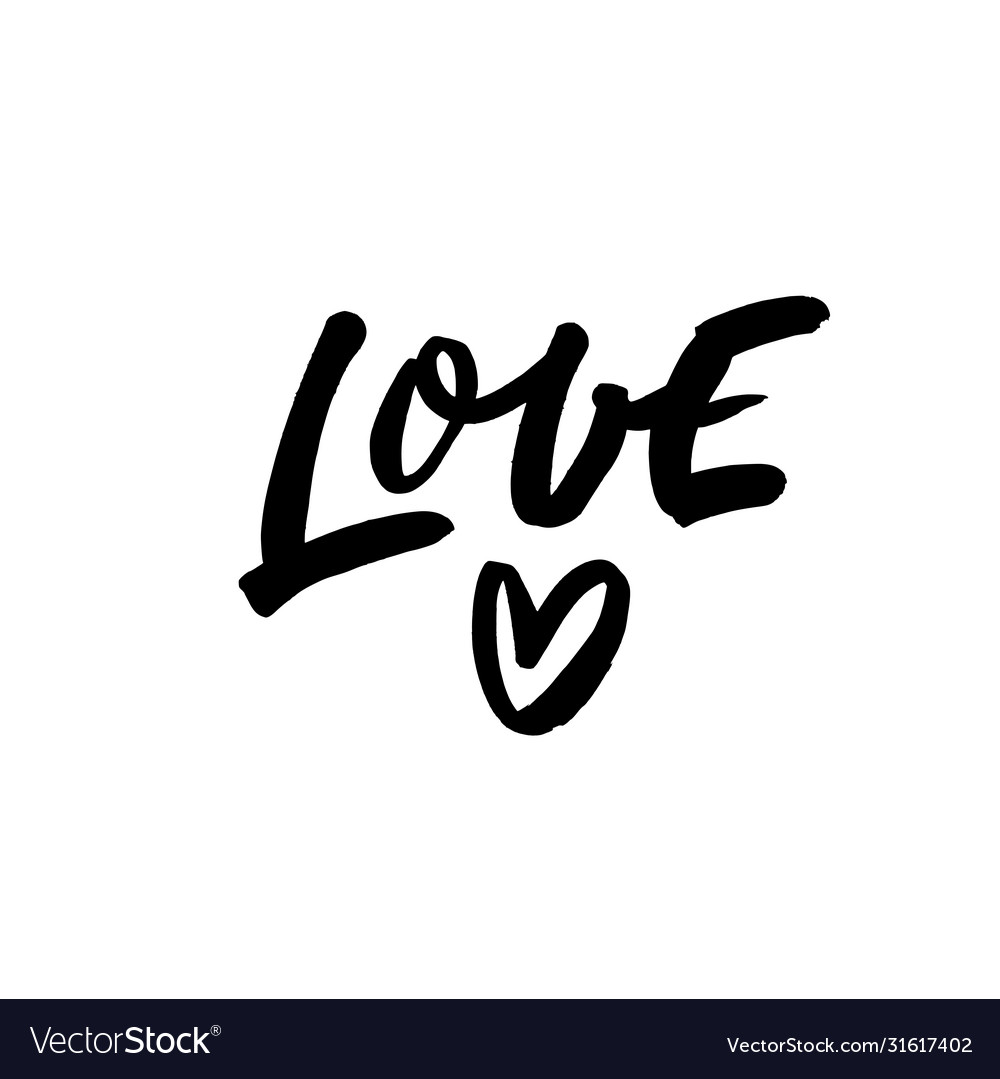 Love phrase with simple heart brush calligraphy Vector Image