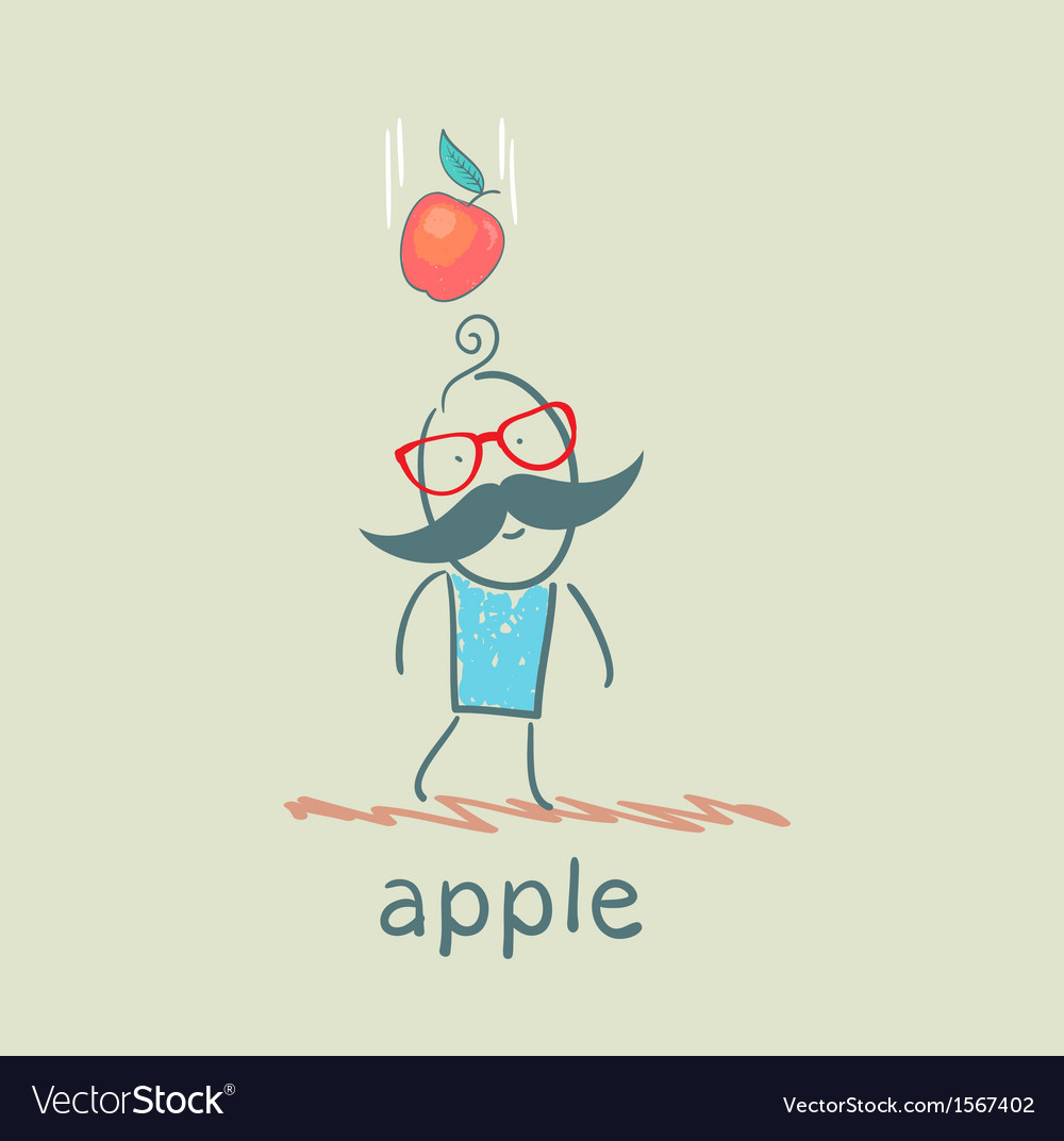 Man falls down an apple