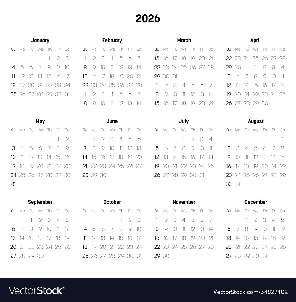 year 2026 calendar